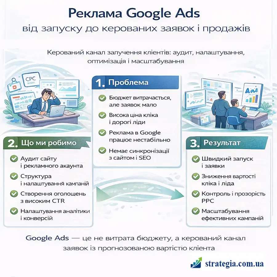 Реклама Google Ads налаштування кампаній