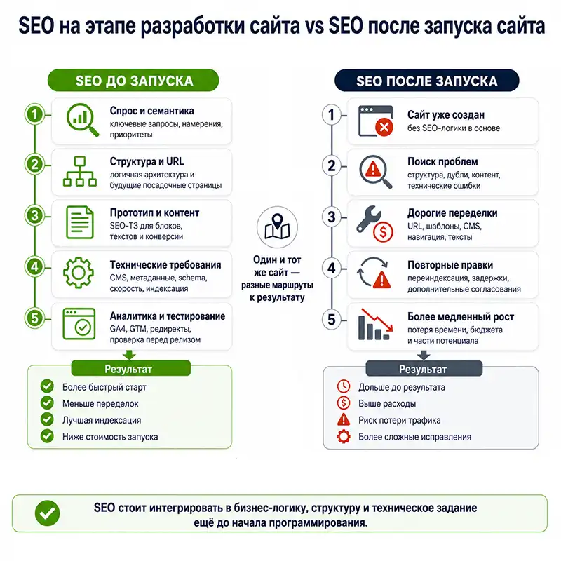 Порівняння SEO на етапі розробки сайту і після