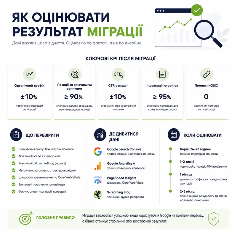 Як зрозуміти, що міграція сайту пройшла успішно