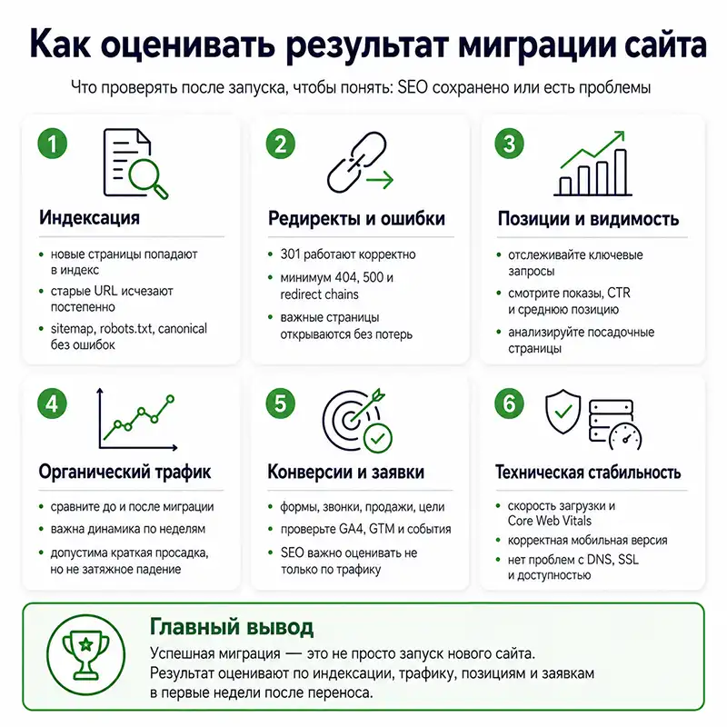 Как понять, что миграция сайта прошла успешно