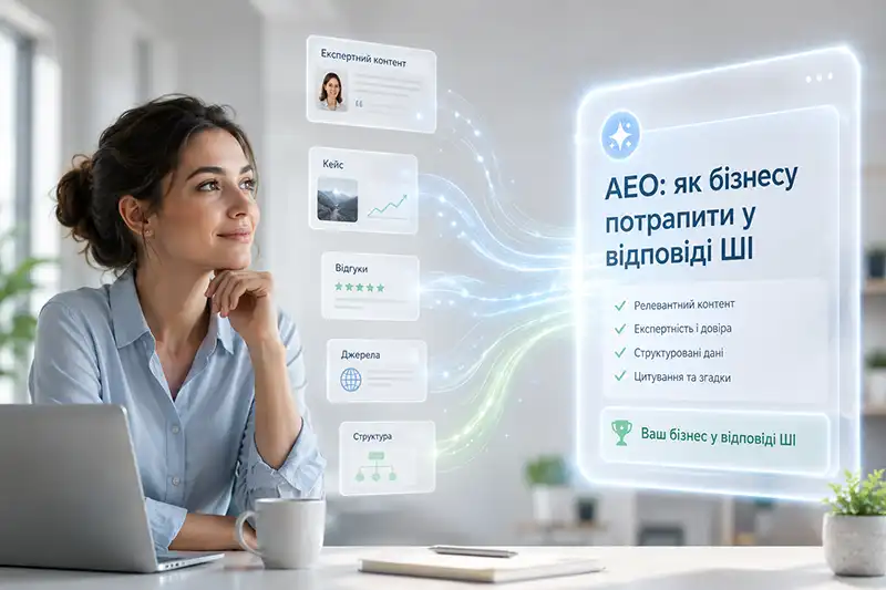AEO допомагає бренду стати джерелом для відповідей генеративного ШІ